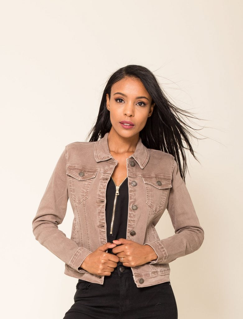 VESTE EN JEAN DE COULEUR TAUPE