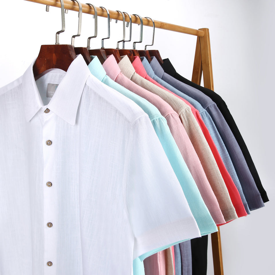 CHEMISE MANCHE COURTE EN LIN BLANC