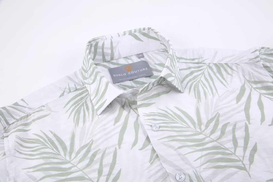 CHEMISE MANCHE STYLE HAWAÏ MINT