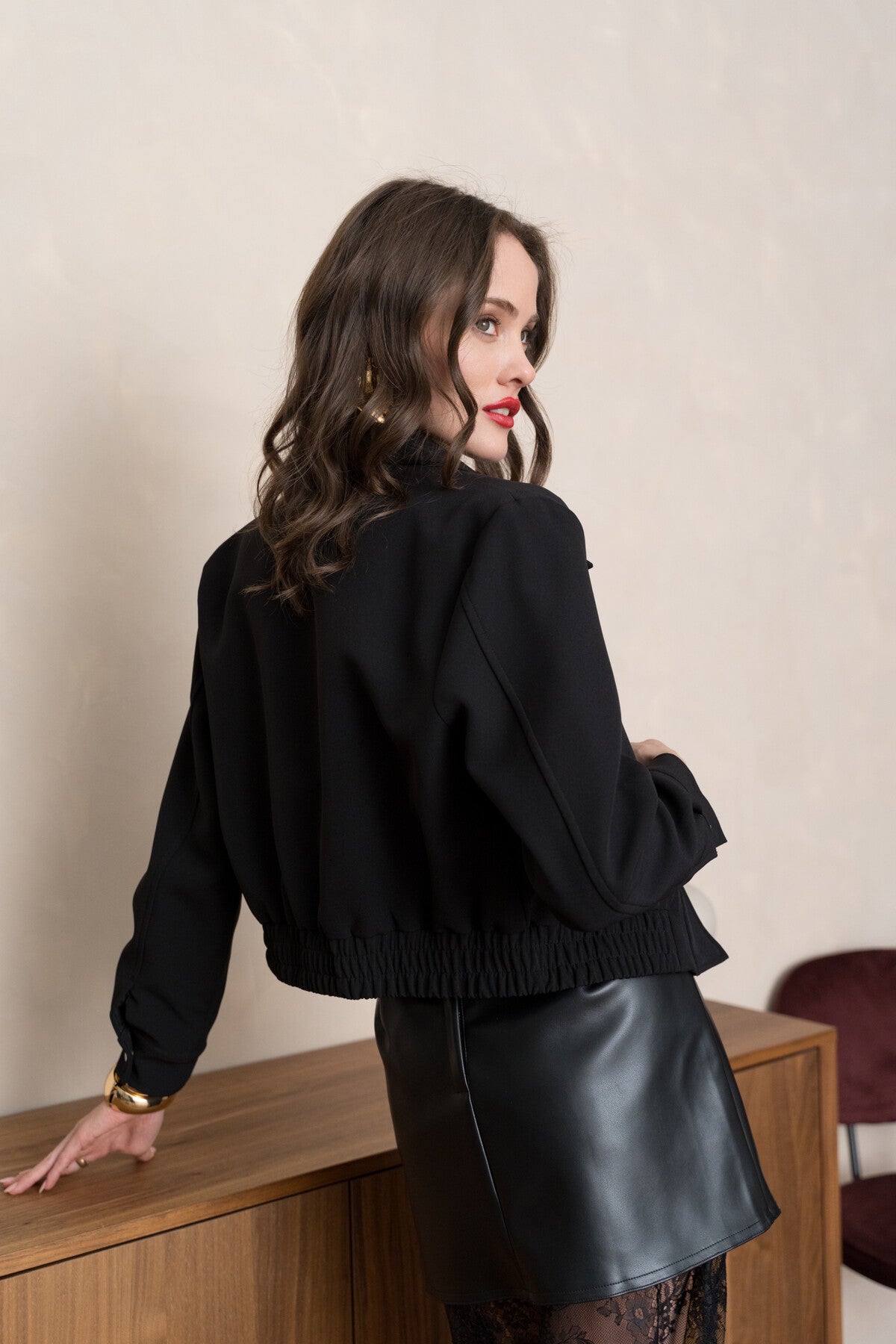 Veste bombers court zippé