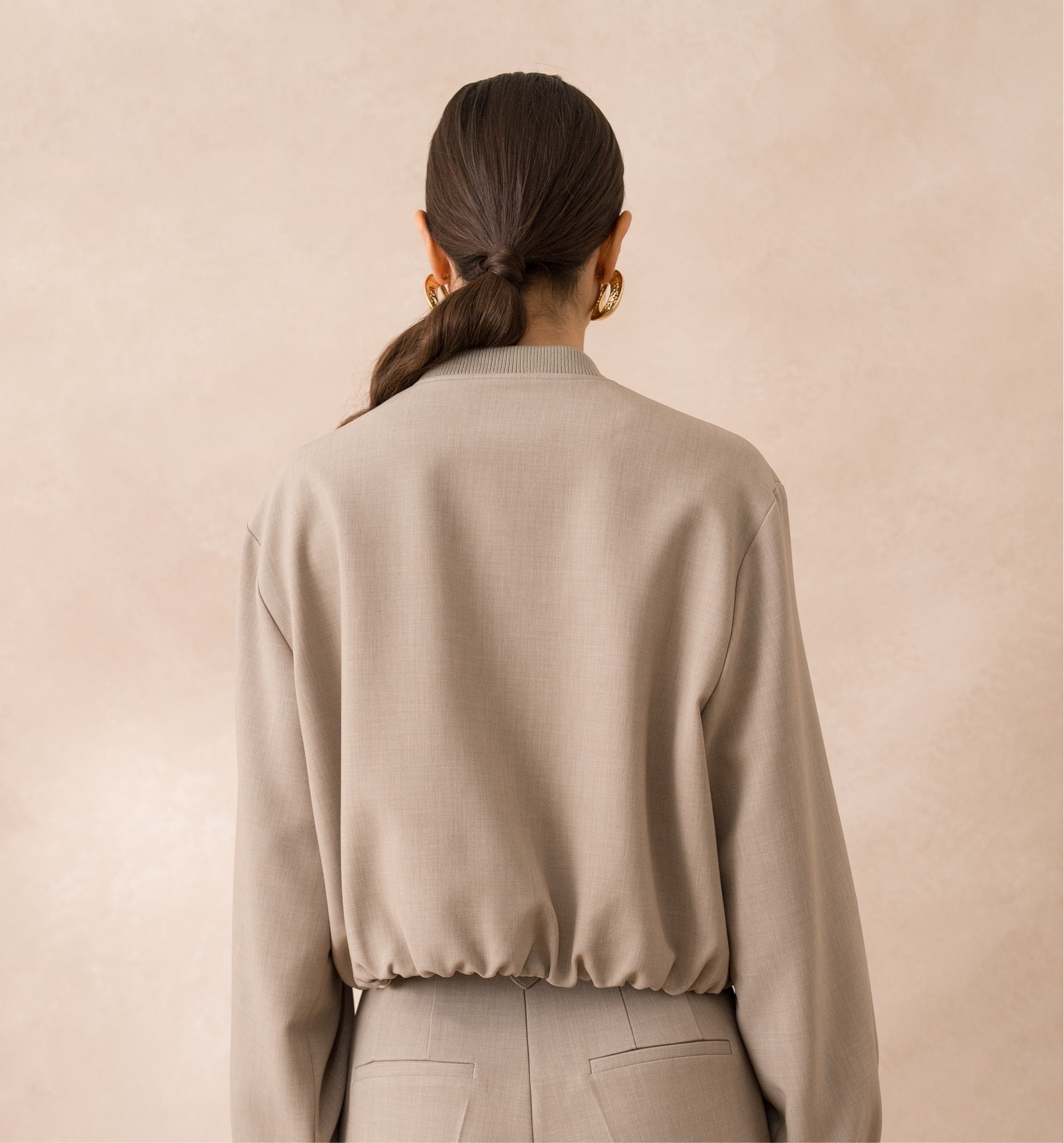 Ensemble Bombers + Pantalon large Taupe
