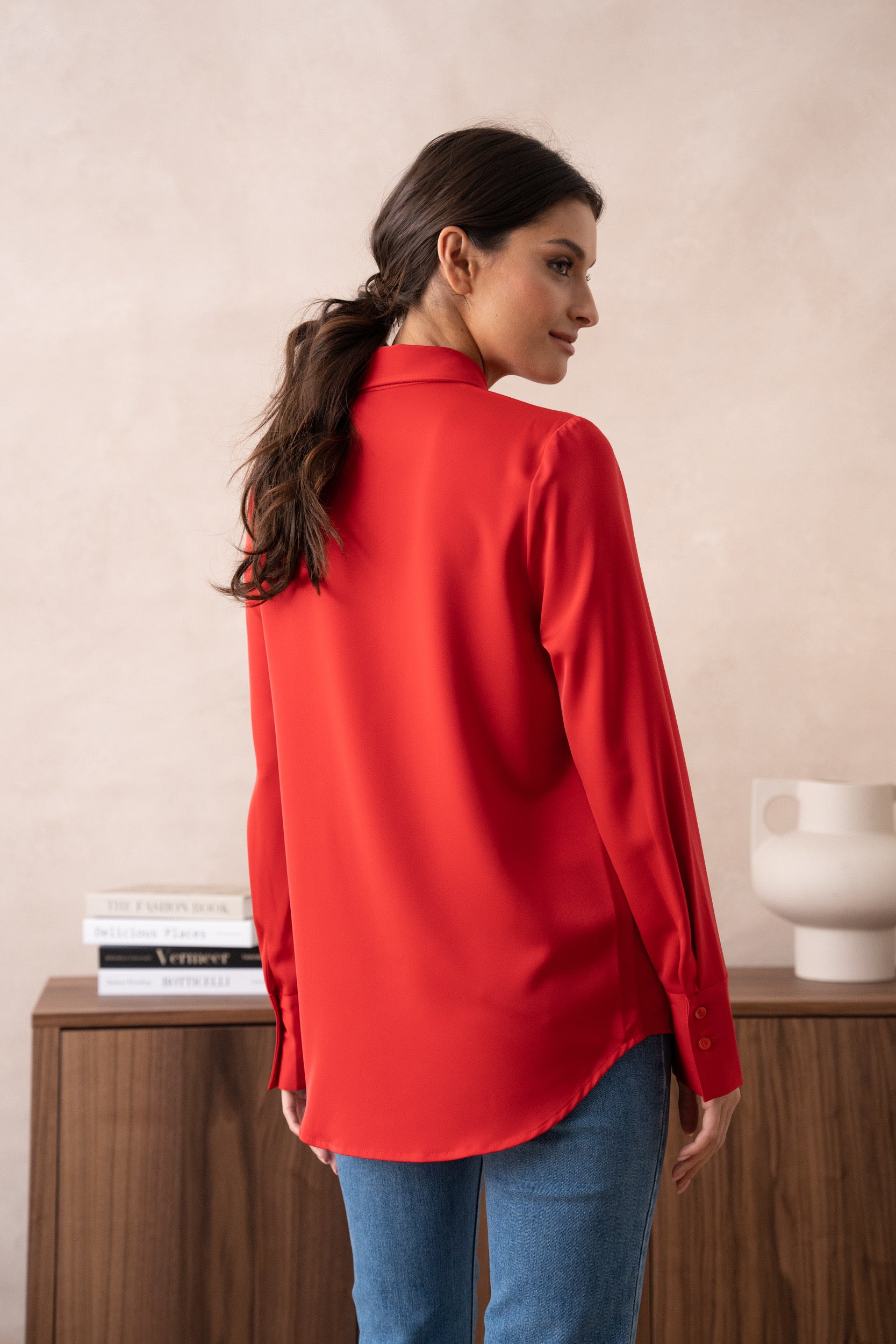 Chemisier satiné fluide Red