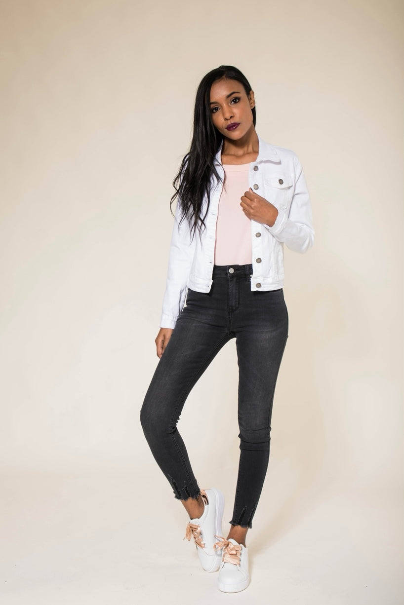 VESTE EN JEAN DE COULEUR BLANC