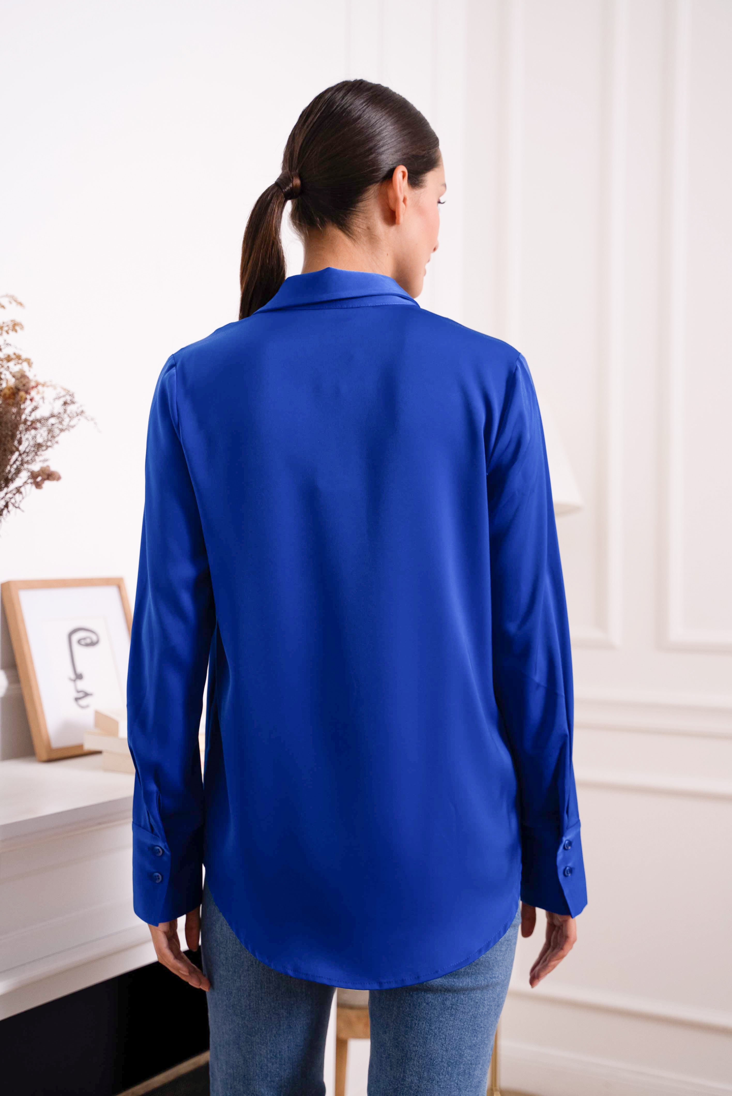 Chemisier satiné fluide Royal Blue