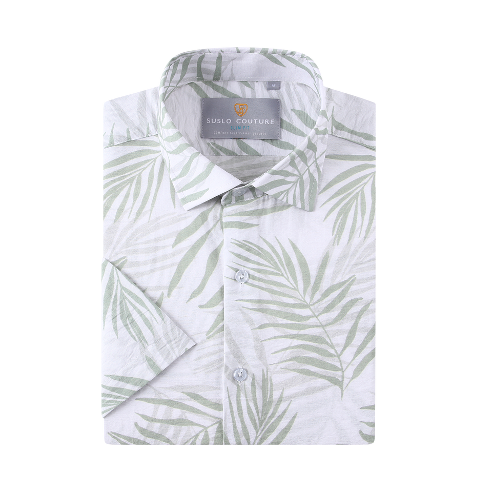 CHEMISE MANCHE STYLE HAWAÏ MINT