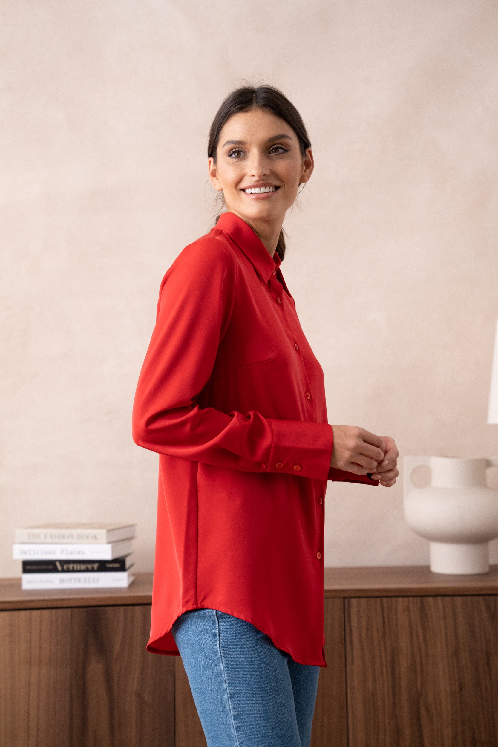 Chemisier satiné fluide Red