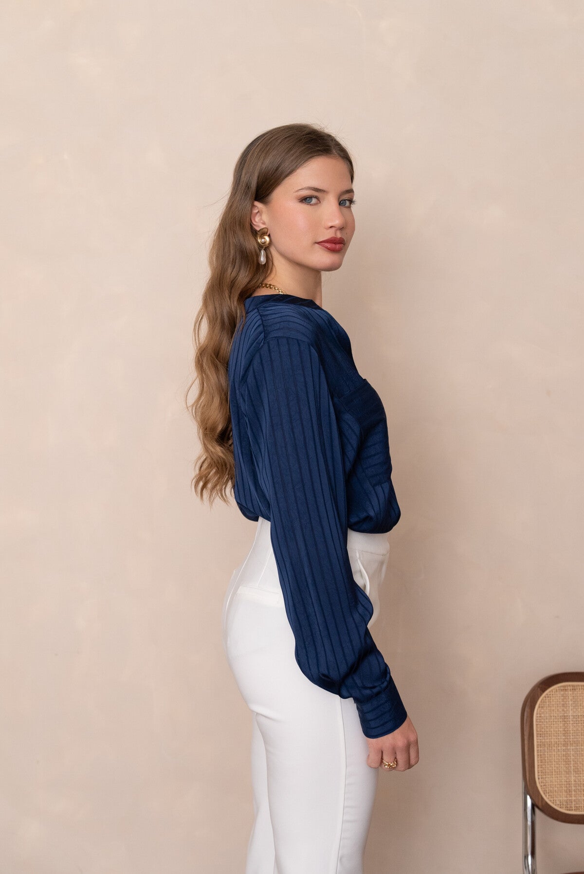 Blouse fluide satiné avec 2 poches