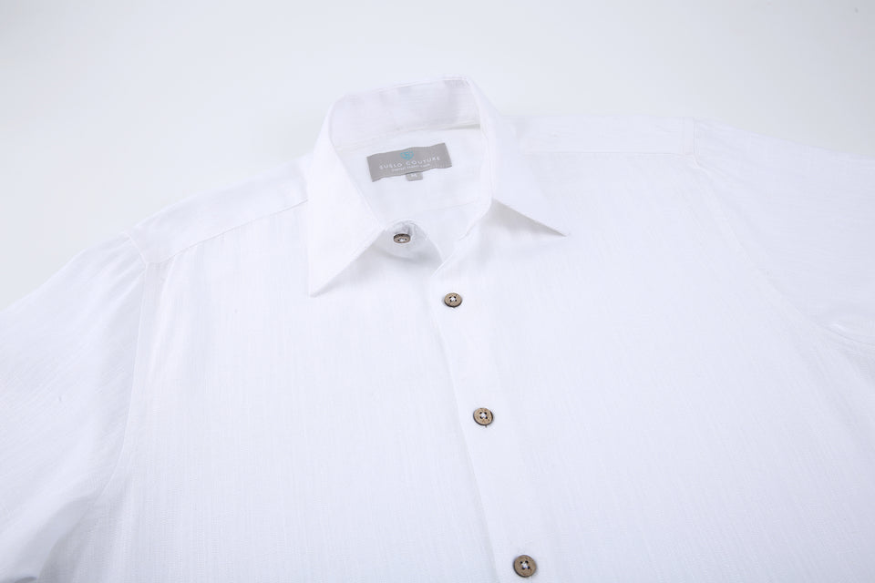 CHEMISE MANCHE COURTE EN LIN BLANC