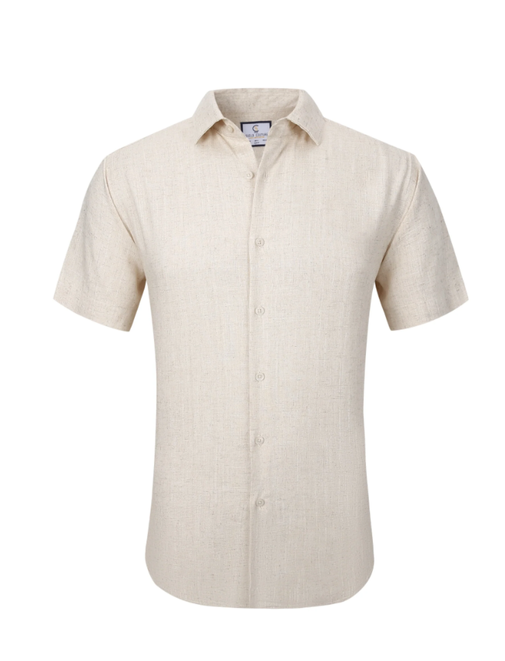 CHEMISE MANCHE COURTE EN LIN KHAKI