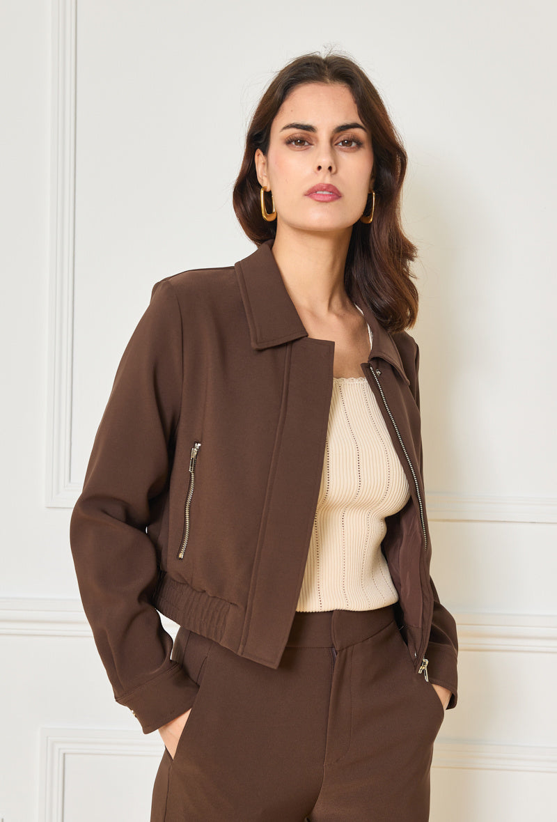 Veste bombers court zippé