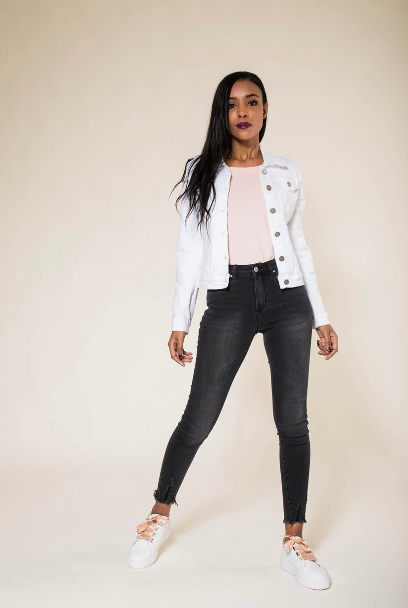 VESTE EN JEAN DE COULEUR BLANC