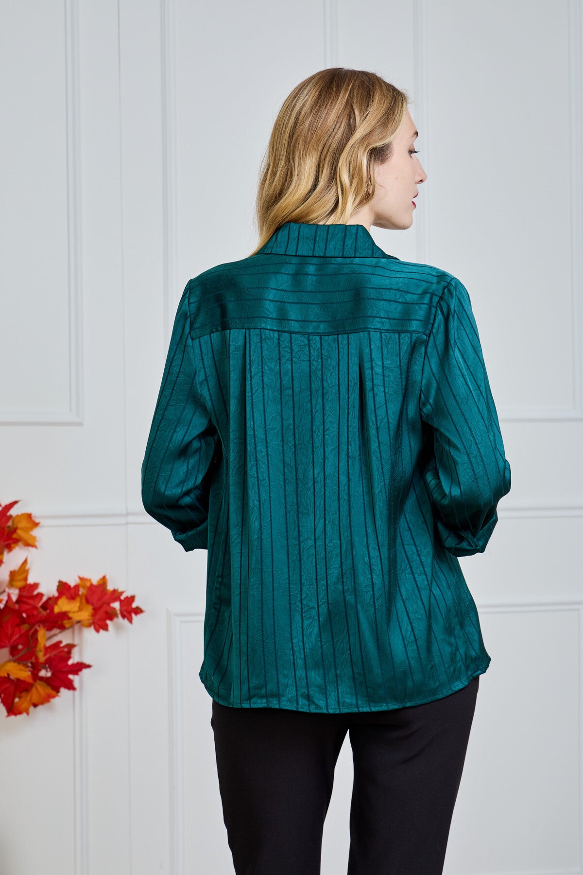 Chemisier satiné rayures fluide Duck Green