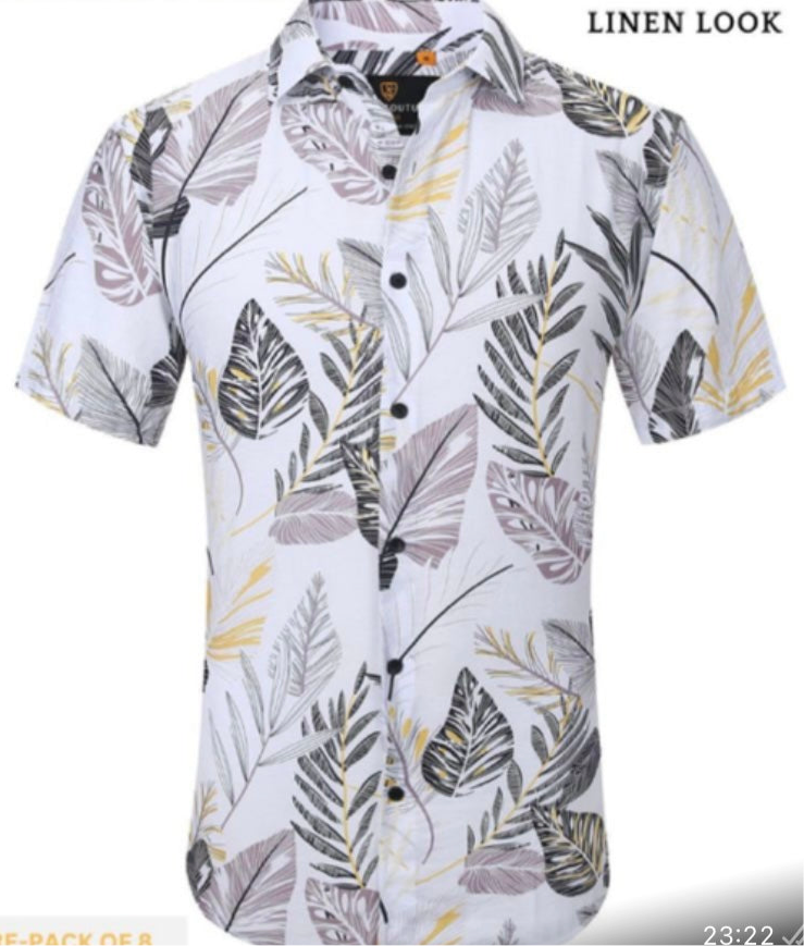 CHEMISE MANCHE STYLE HAWAÏ BLANC