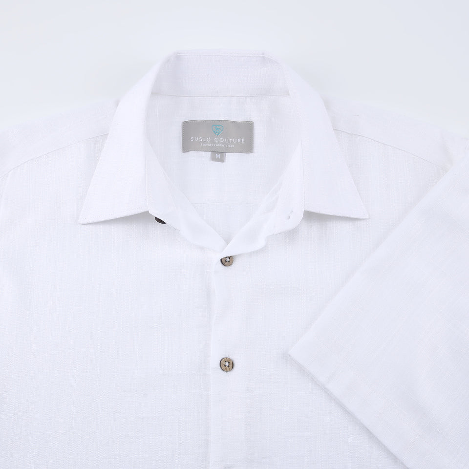 CHEMISE MANCHE COURTE EN LIN BLANC