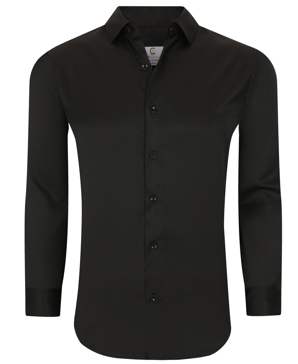 CHEMISE MANCHE LONGUE SLIM NOIR