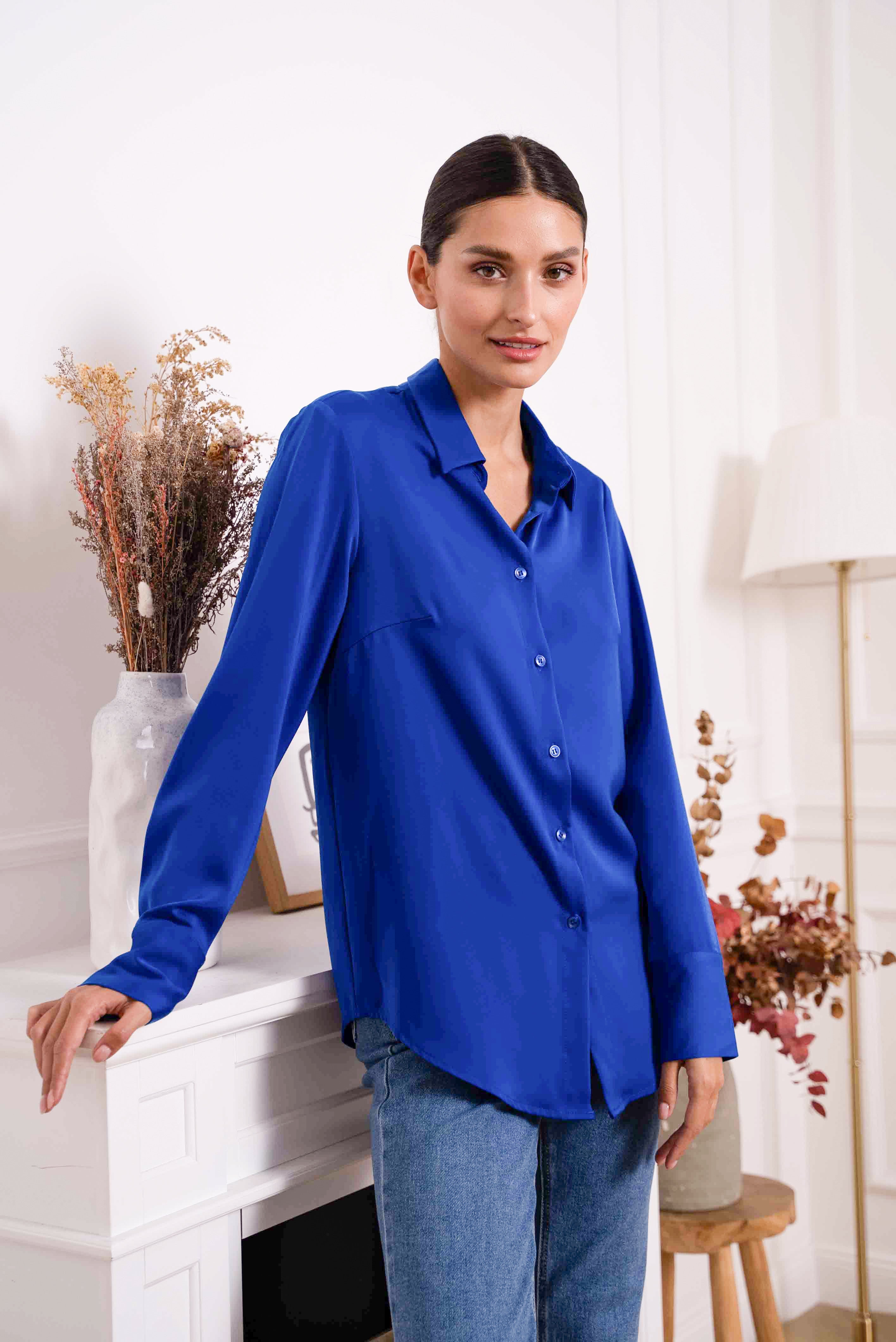 Chemisier satiné fluide Royal Blue