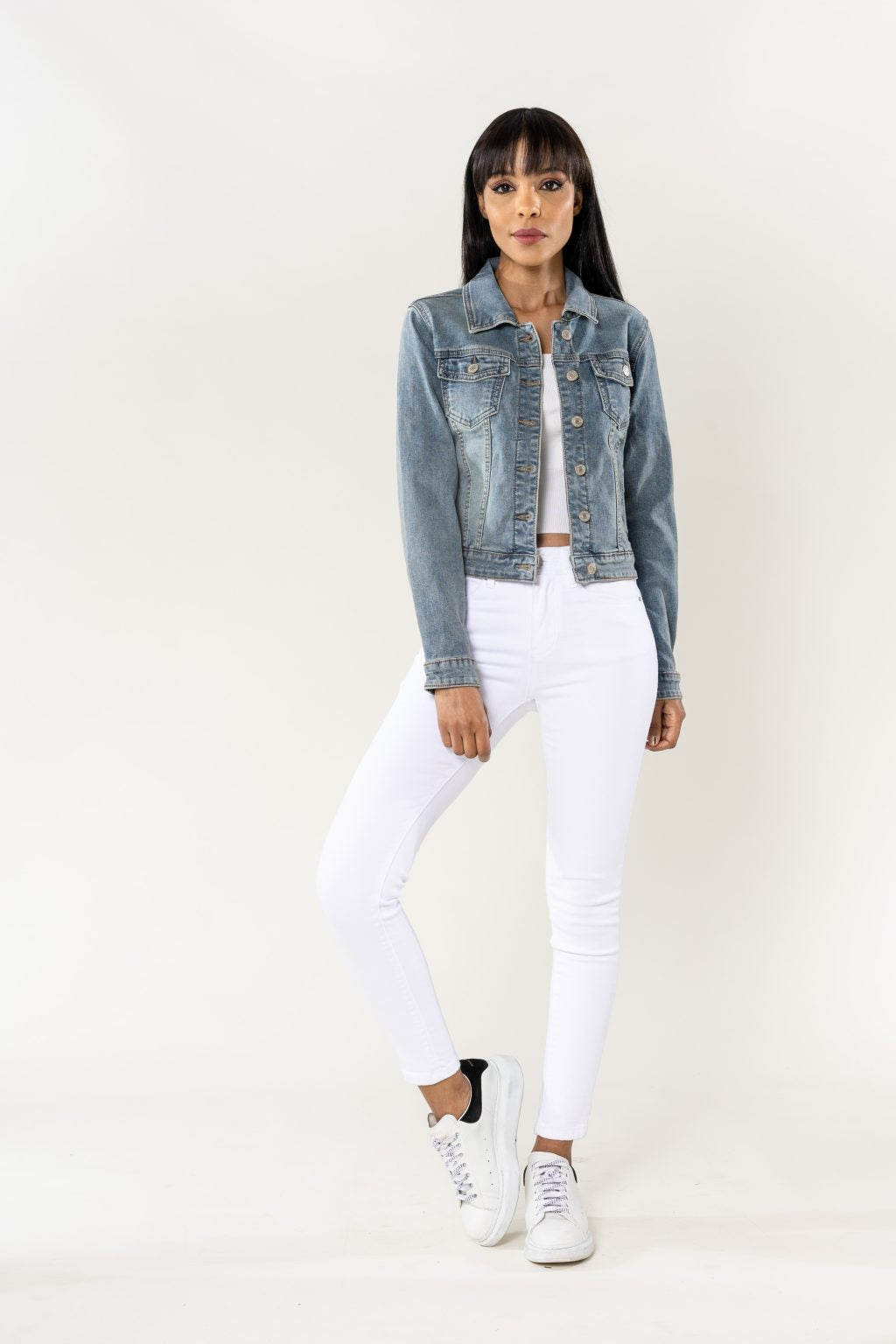 VESTE EN JEAN DE COULEUR VINTAGE BLEU